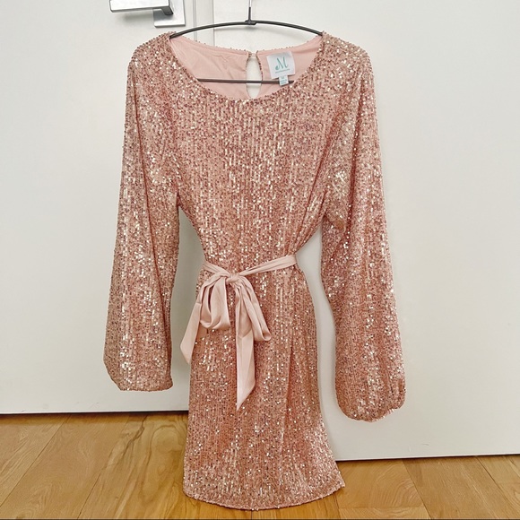 Mint Julep midnight in Paris rose gold sequin dress - Picture 2 of 4